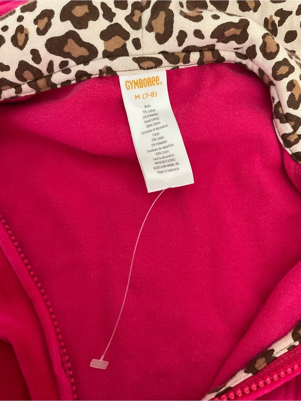 Gymboree Kids Velvet Zip Hoodie with Leopard Trim - Pink Size M(7-8)